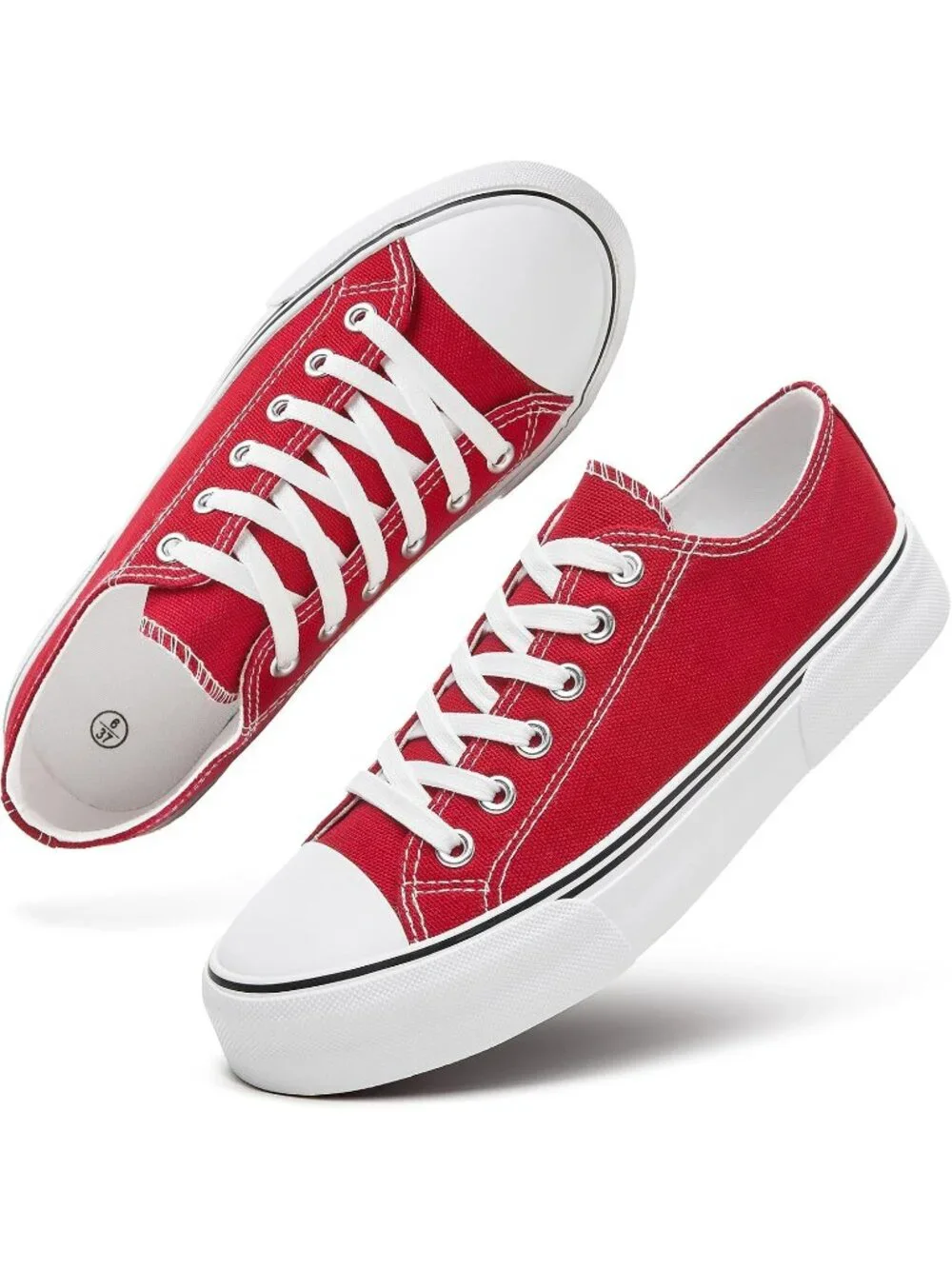 Women's Red Lightweight Low Top Canvas Slip On Casual Fashion Sneakers